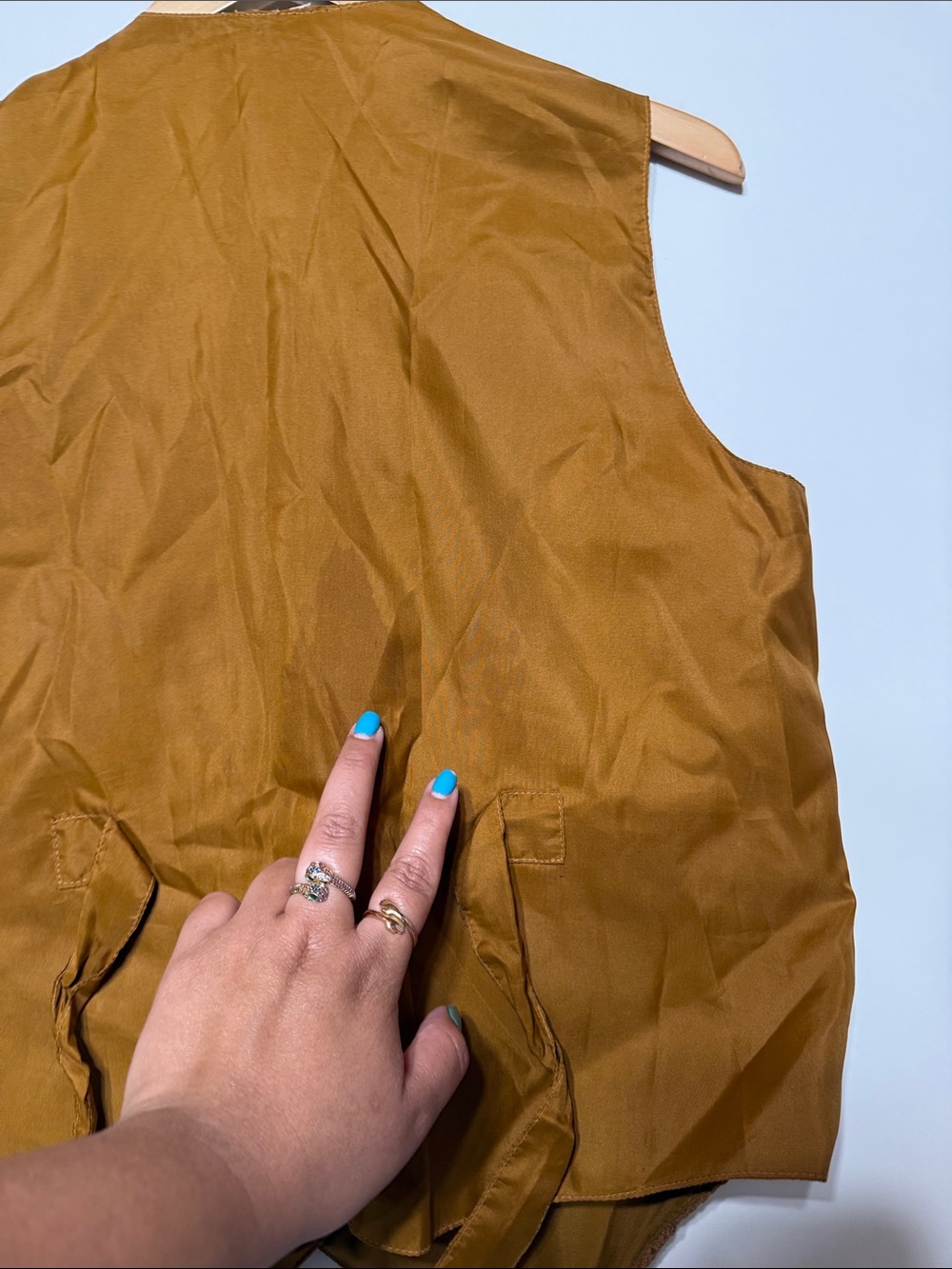 Anchor Blue Vintage Suede Leather Vest featuring lace embroidery details - Picture 13 of 15
